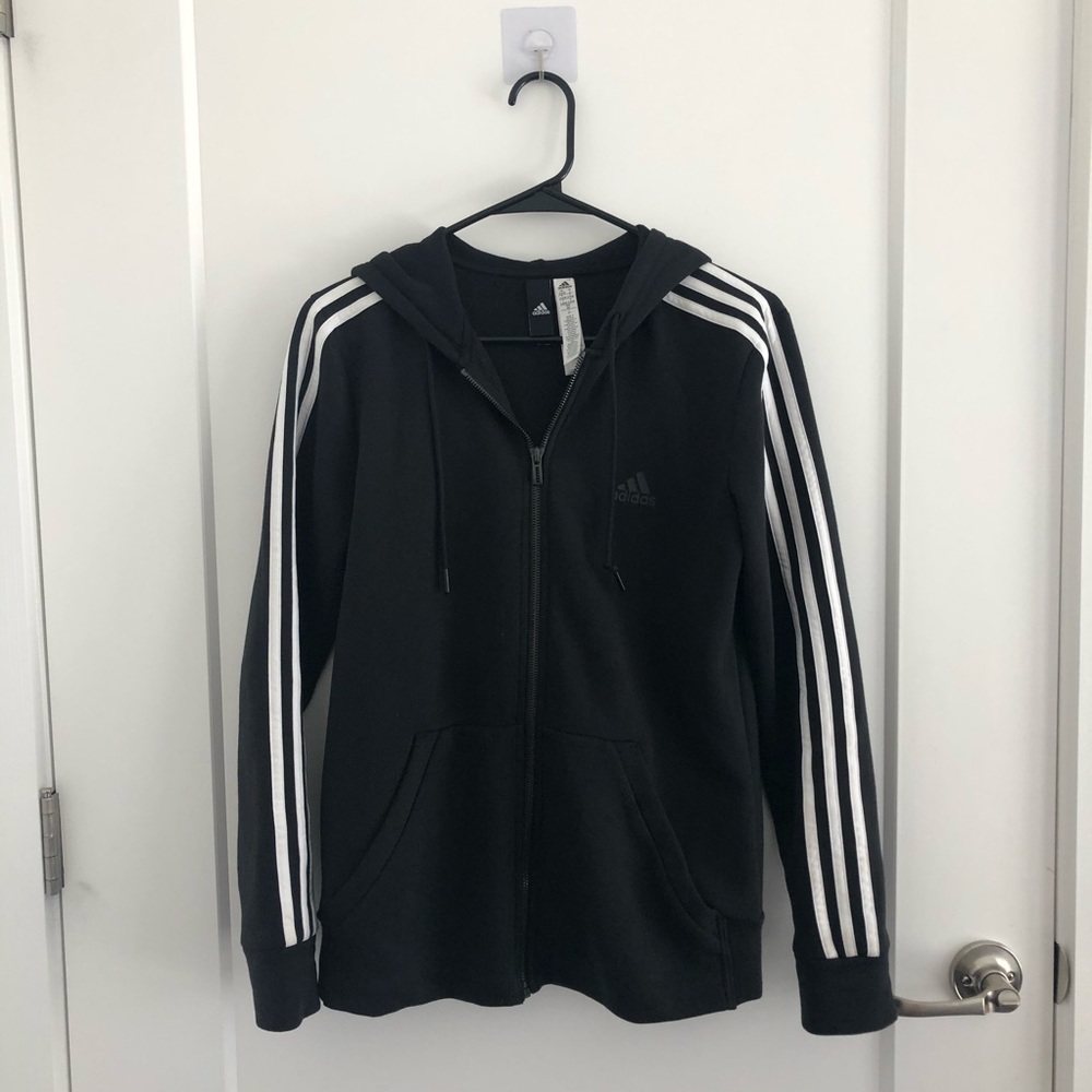 Black Adidas Track Jacket with Hoodie